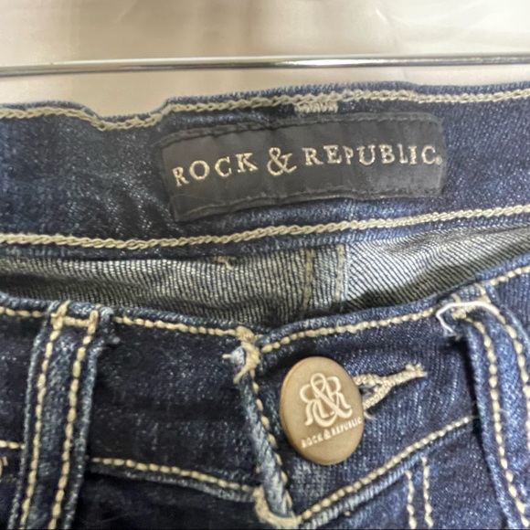 Rock & Republic Kasandra Ankle Spike Embellished Dark Wash Stretch Jeans 6M - Picture 4 of 11